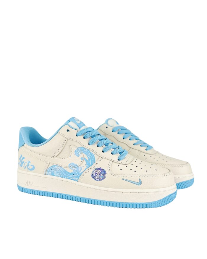 NIKE AIR FORCE 1 LOW 07 NEZHA CONQUERS THE SEA AO BING GRAFFITI LINGZHU BEIGE BLUE SMALL HOOK KK1988 060