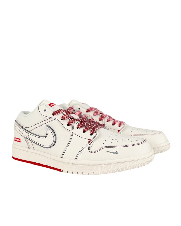 NIKE AIR JORDAN 1 LOW X SUPREME SAIL WHITE RED SJ9950 025