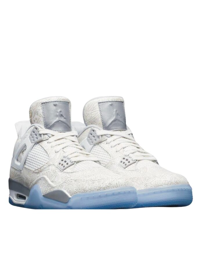 NIKE AIR JORDAN 4 30TH ANNIVERSARY LASER WHITE CHROME METALLIC SILVER 705333 105