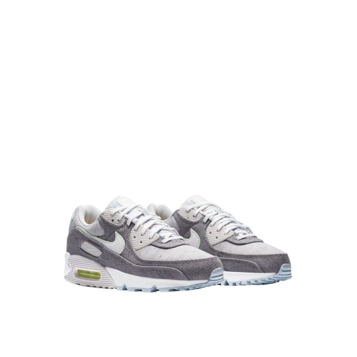 NIKE AIR MAX 90 RECYCLED CANVAS VAST GREY BARELY VOLT CELESTINE BLUE WHITE CK6467 001