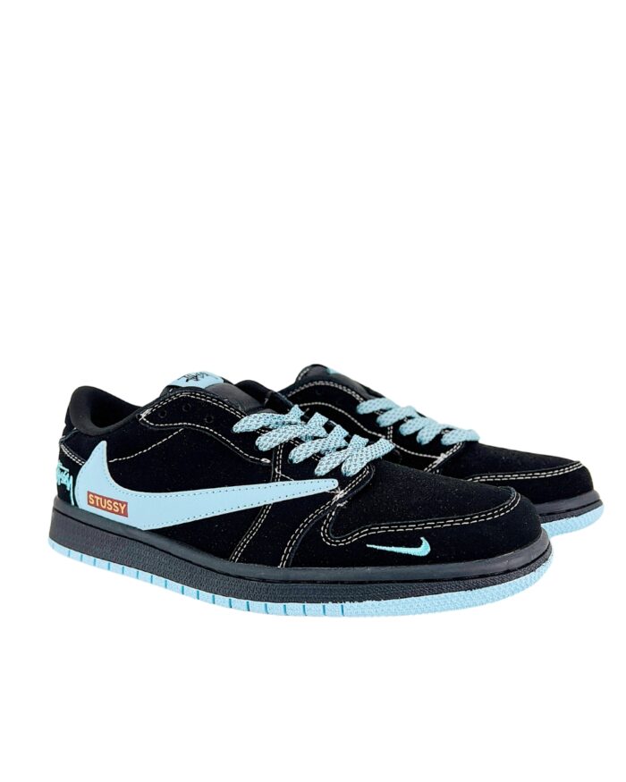 NIKE AIR JORDAN 1 LOW X TRAVIS SCOTT X STUSSY BLACK ICE BLUE