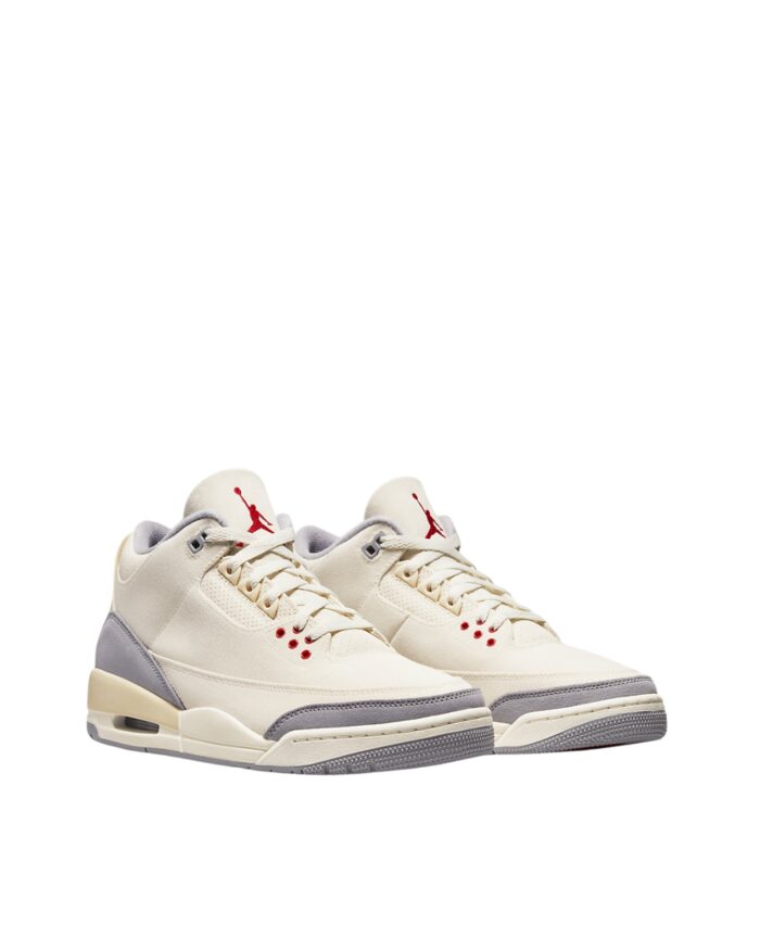 NIKE AIR JORDAN 3 MUSLIN UNIVERSITY RED CEMENT GREY SAIL DH7139 100