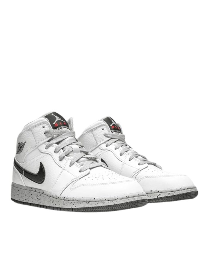 NIKE AIR JORDAN 1 MID GS WHITE BLACK GREY 554725 115