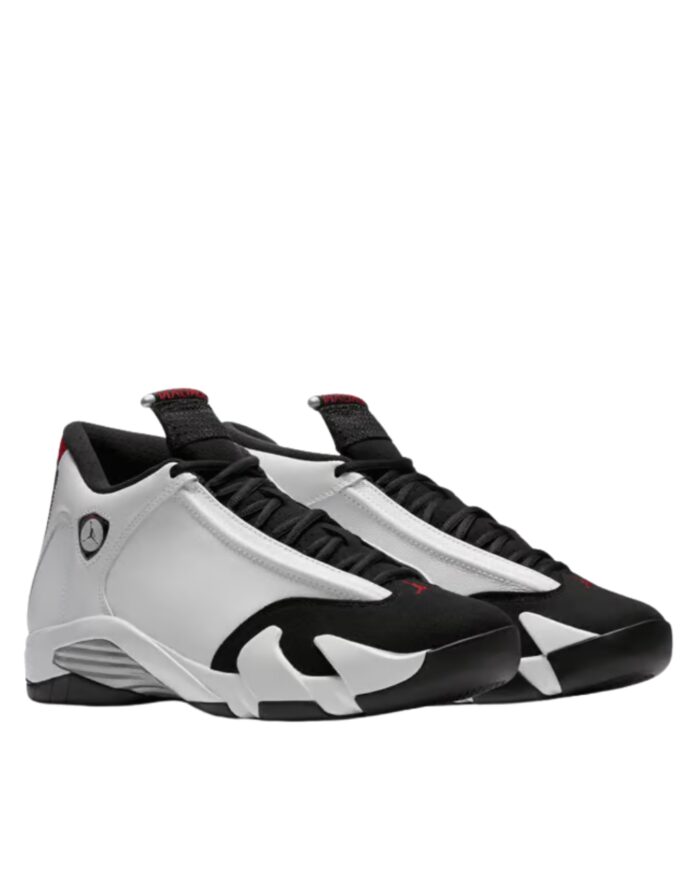 NIKE AIR JORDAN 14 RETRO BLACK TOE 2014 WHITE BLACK VARSITY RED METALLIC SILVER 487471 102