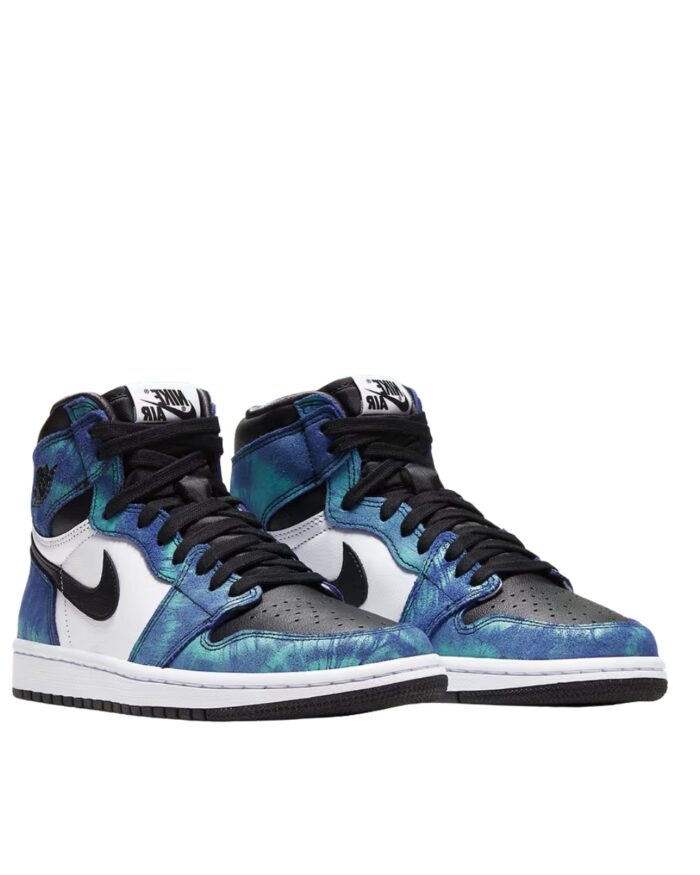 NIKE AIR JORDAN 1 RETRO HIGH TIE DYE W WHITE BLACK AURORA GREEN CD0461 100