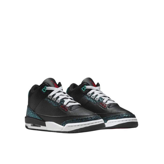 NIKE AIR JORDAN 3 BLACK SIREN RED HYPER JADE WHITE FV5437 001