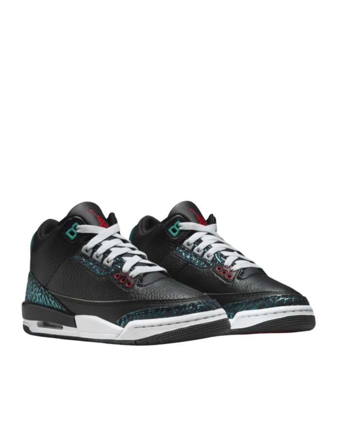 NIKE AIR JORDAN 3 BLACK SIREN RED HYPER JADE WHITE FV5437 001