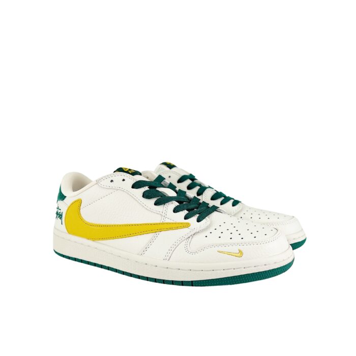 NIKE AIR JORDAN 1 LOW X TRAVIS SCOTT X FRAGMENT DESIGN OG SP WHITE GREEN YELLOW