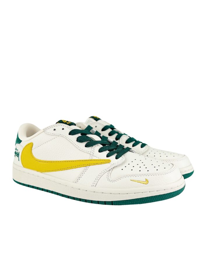 NIKE AIR JORDAN 1 LOW X TRAVIS SCOTT X FRAGMENT DESIGN OG SP WHITE GREEN YELLOW