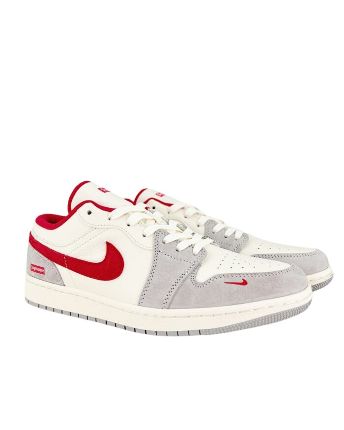NIKE AIR JORDAN 1 LOW X TRAVIS SCOTT X SUPREME GREY WHITE RED