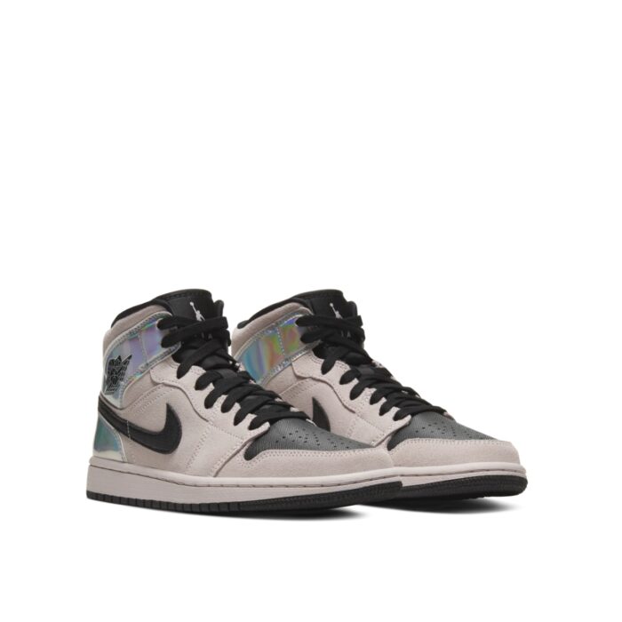 NIKE AIR JORDAN 1 MID DIRTY POWDER IRIDESCENT BARELY ROSE BLACK MULTI COLOR BQ6472 602