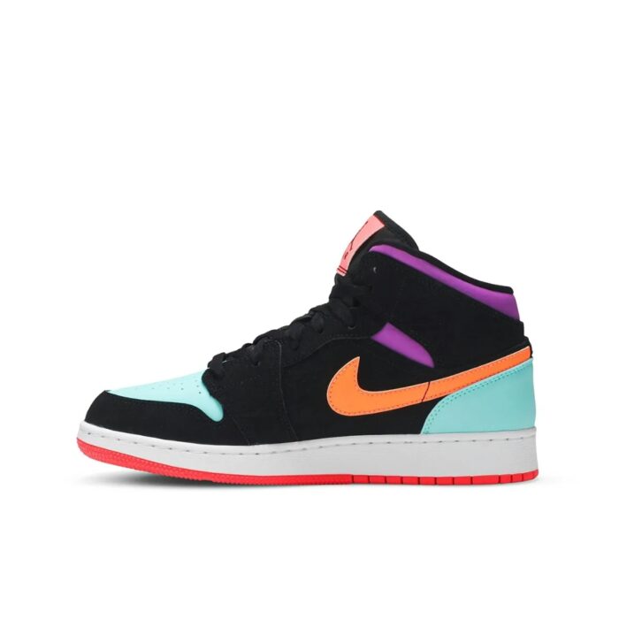 NIKE AIR JORDAN 1 MID GS BLACK MULTICOLOR 554725 083 - Image 2