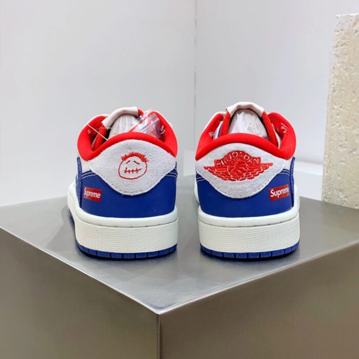 NIKE AIR JORDAN 1 X TRAVIS SCOTT X SUPREME WHITE BLUE RED - Image 4