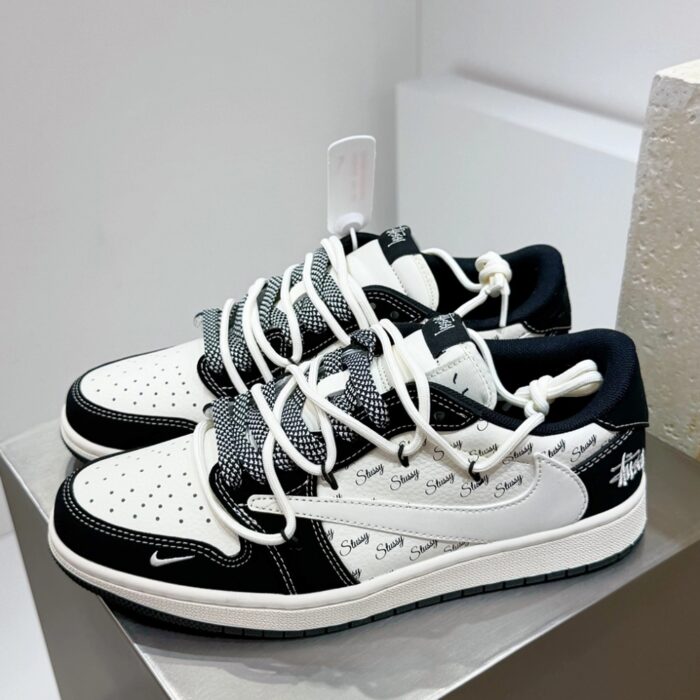 NIKE AIR JORDAN 1 LOW X TRAVIS SCOTT X STUSSY BLACK WHITE - Image 2