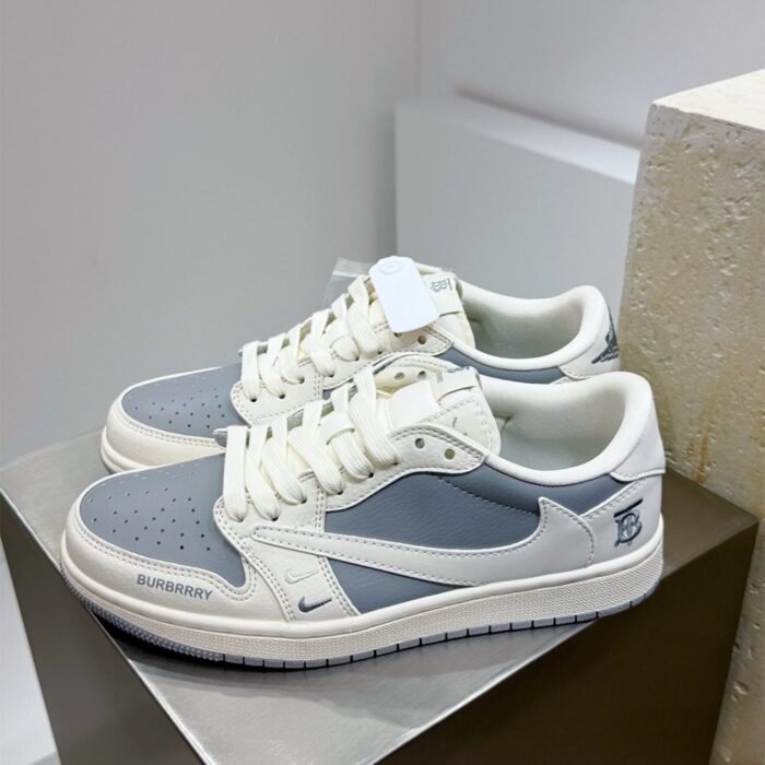 NIKE AIR JORDAN 1 LOW X TRAVIS SCOTT X BURBERRY GREY WHITE - Image 2