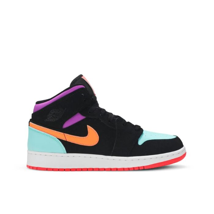 NIKE AIR JORDAN 1 MID GS BLACK MULTICOLOR 554725 083 - Image 3