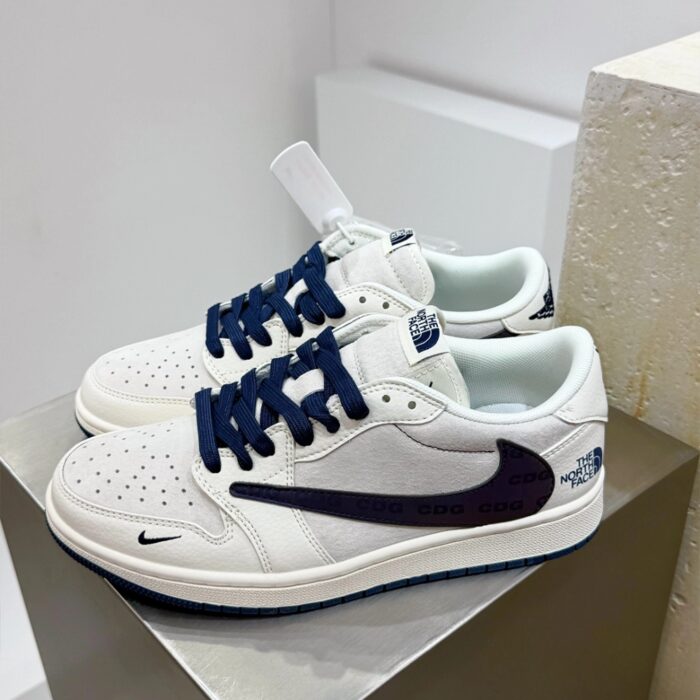 NIKE AIR JORDAN 1 LOW X TRAVIS SCOTT X THE NORTH FACE BLUE WHITE - Image 3