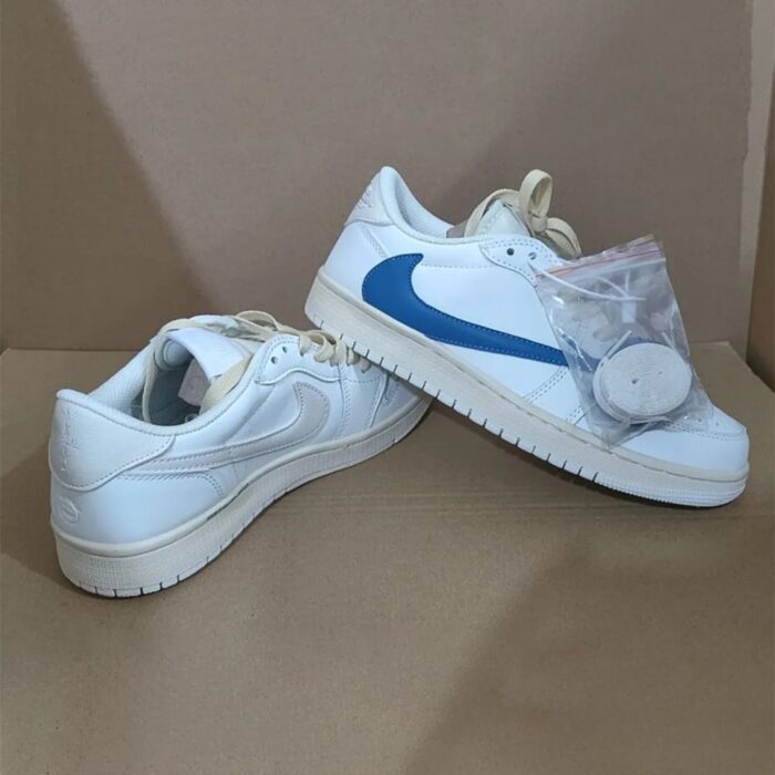NIKE AIR JORDAN 1 LOW X TRAVIS SCOTT X FRAGMENT WHITE BLUE SAIL - Image 3