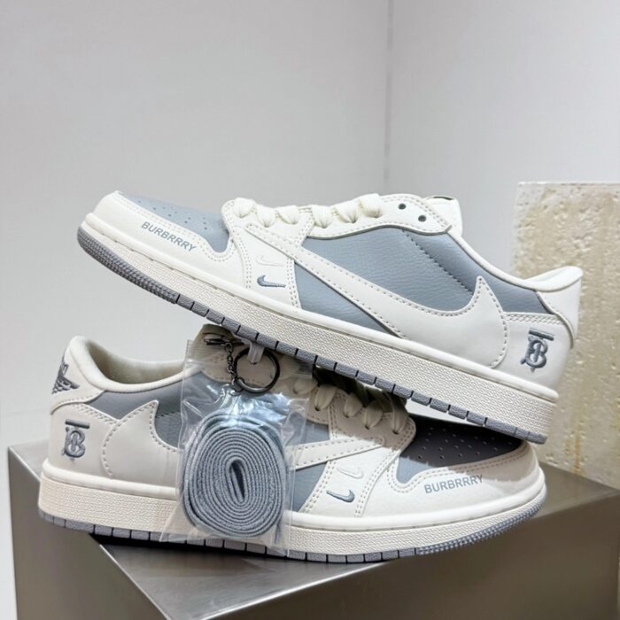 NIKE AIR JORDAN 1 LOW X TRAVIS SCOTT X BURBERRY GREY WHITE - Image 3