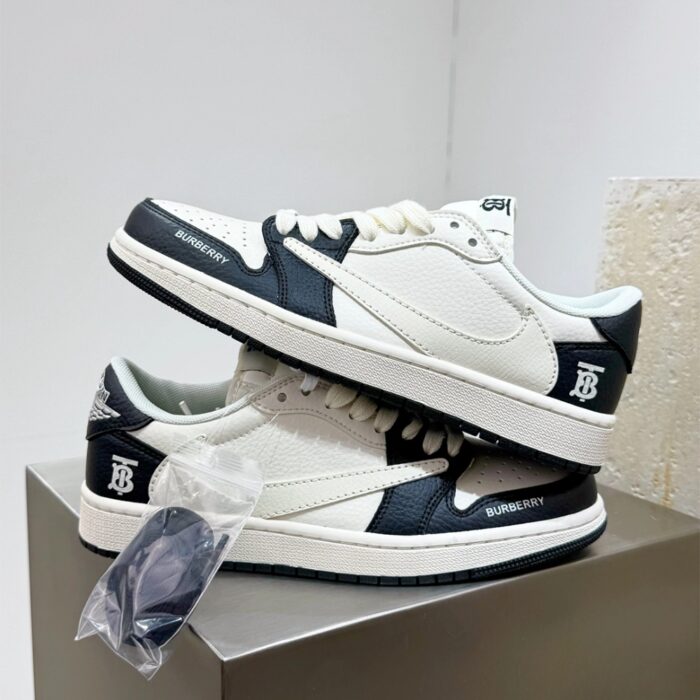 NIKE AIR JORDAN 1 LOW X TRAVIS SCOTT X BURBERRY BLACK WHITE - Image 4