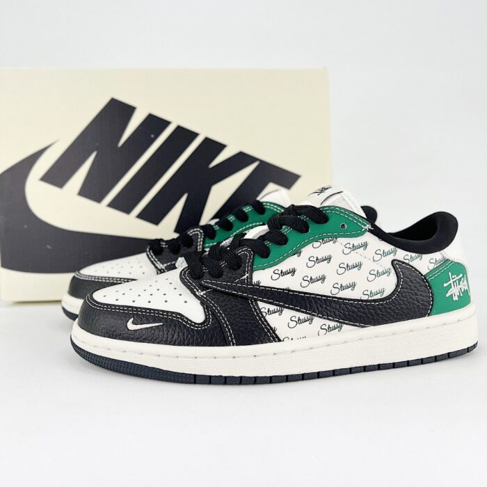 NIKE AIR JORDAN 1 LOW X TRAVIS SCOTT X STUSSY BLACK GREEN AG3702 805 - Image 6