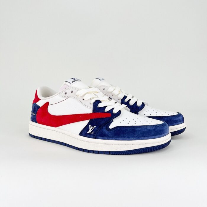 NIKE AIR JORDAN 1 LOW X TRAVIS SCOTT X LOUIS VUITTON WHITE RED BLUE SJ2068 104 - Image 2