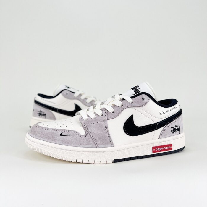 NIKE AIR JORDAN 1 LOW X STUSSY X SUPREME WHITE GREY SJ9950 034 - Image 2