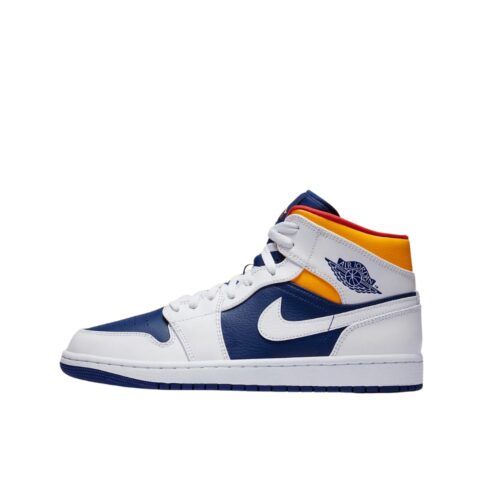 NIKE AIR JORDAN 1 MID WHITE DEEP ROYAL BLUE 554724 131 - Image 3