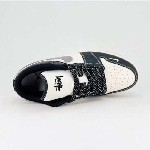 NIKE AIR JORDAN 1 LOW X STUSSY BLACK WHITE GREY - Image 6