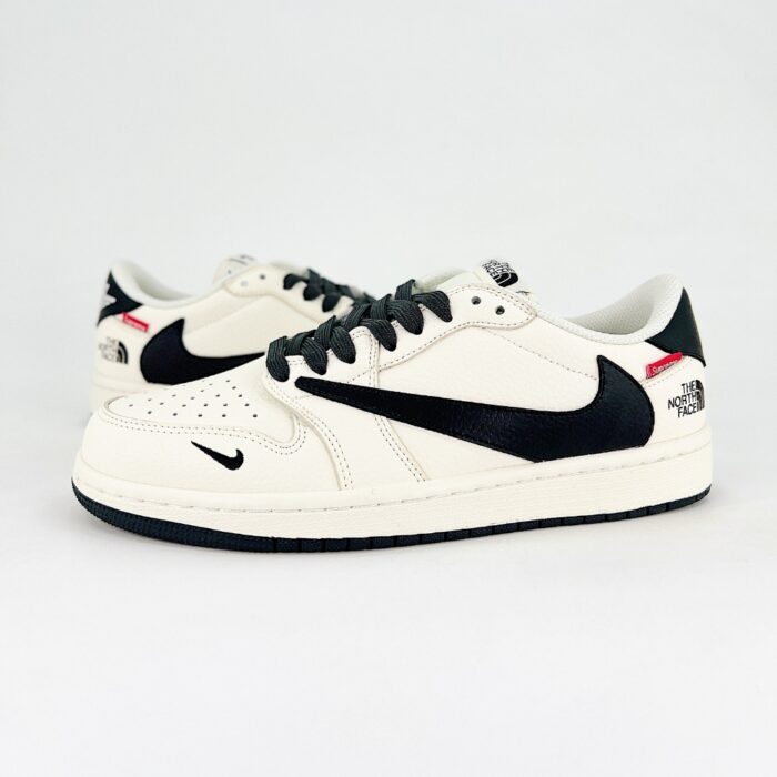 NIKE AIR JORDAN 1 LOW X TRAVIS SCOTT X SUPREME X THE NORTH FACE BLACK WHITE - Image 3