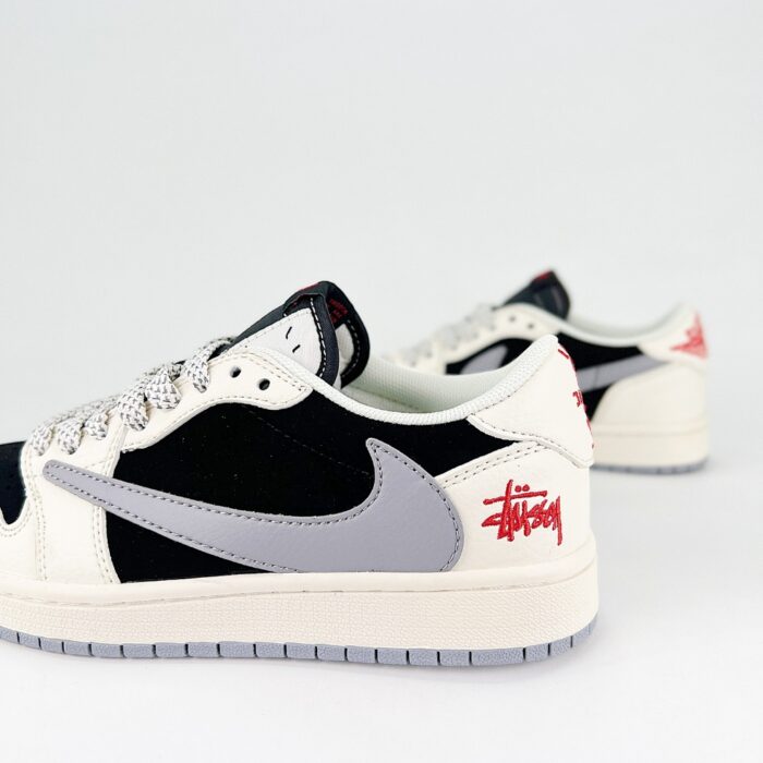 NIKE AIR JORDAN 1 LOW X TRAVIS SCOTT X STUSSY WHITE GREY BLACK - Image 3