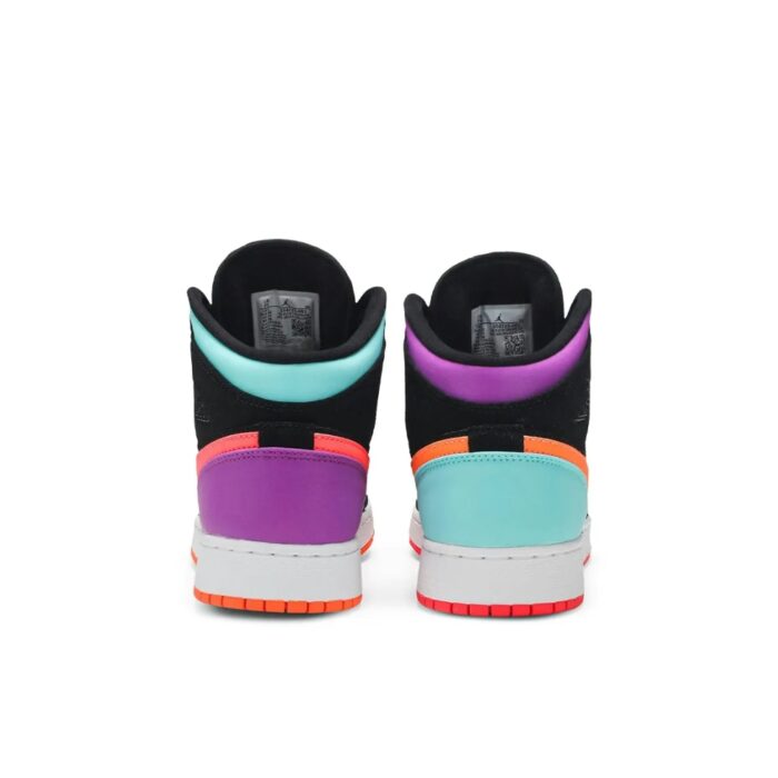 NIKE AIR JORDAN 1 MID GS BLACK MULTICOLOR 554725 083 - Image 5