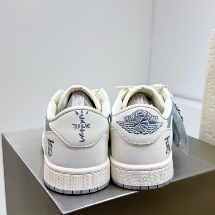 NIKE AIR JORDAN 1 LOW X TRAVIS SCOTT X BURBERRY GREY WHITE - Image 5