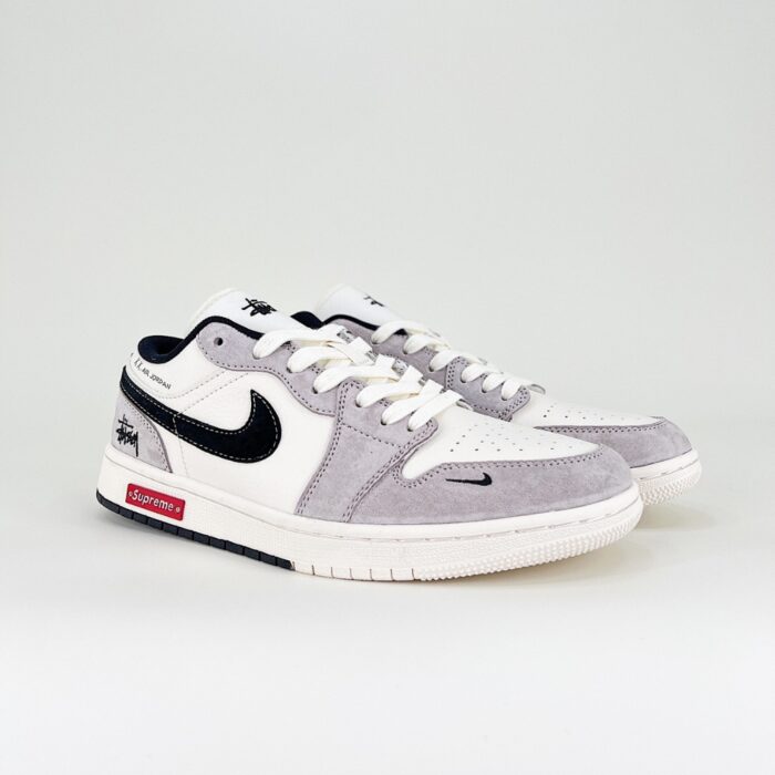 NIKE AIR JORDAN 1 LOW X STUSSY X SUPREME WHITE GREY SJ9950 034 - Image 3