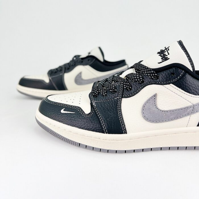 NIKE AIR JORDAN 1 LOW X STUSSY BLACK WHITE GREY - Image 4