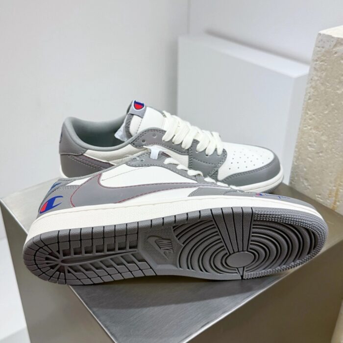 NIKE AIR JORDAN 1 LOW X TRAVIS SCOTT X CHAMPION WHITE GREY - Image 4