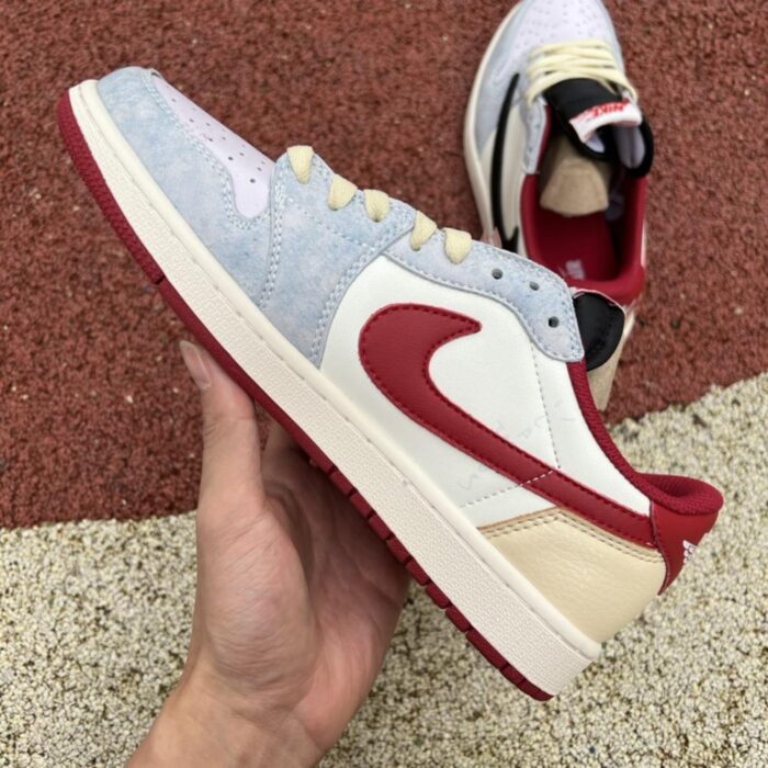 NIKE AIR JORDAN 1 RETRO LOW X TRAVIS SCOTT UNIVERSITY RED WHITE BLACK CM7866 125 - Image 2