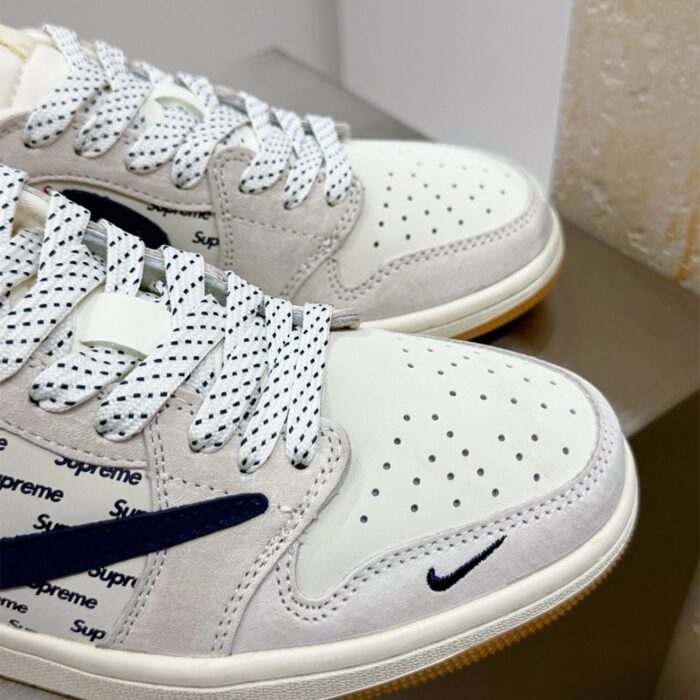 NIKE AIR JORDAN 1 LOW X SUPREME WHITE GREY BLUE - Image 5