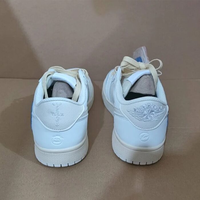 NIKE AIR JORDAN 1 LOW X TRAVIS SCOTT X FRAGMENT WHITE BLUE SAIL - Image 5