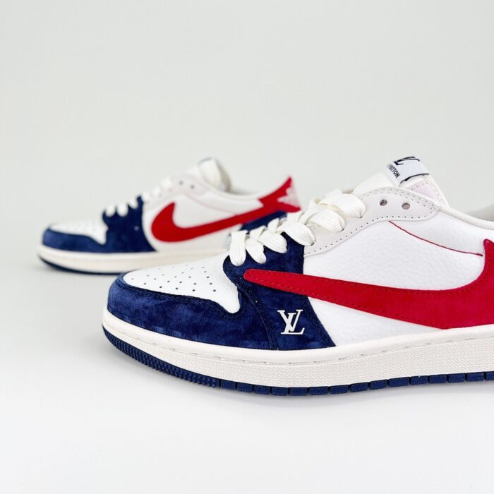 NIKE AIR JORDAN 1 LOW X TRAVIS SCOTT X LOUIS VUITTON WHITE RED BLUE SJ2068 104 - Image 5