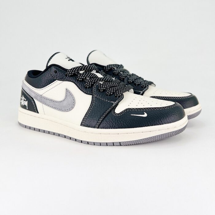 NIKE AIR JORDAN 1 LOW X STUSSY BLACK WHITE GREY - Image 2