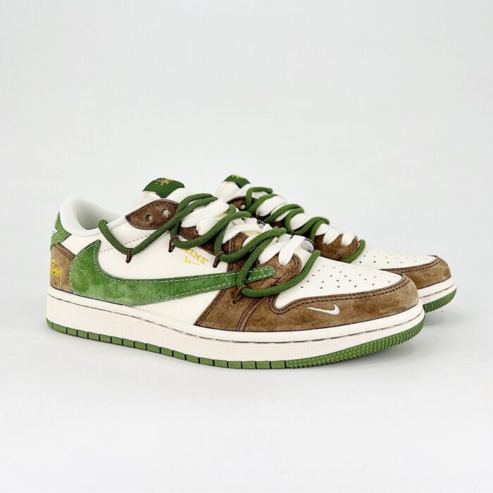 NIKE AIR JORDAN 1 LOW X TRAVIS SCOTT X STUSSY BROWN GREEN XS3186 202 - Image 2