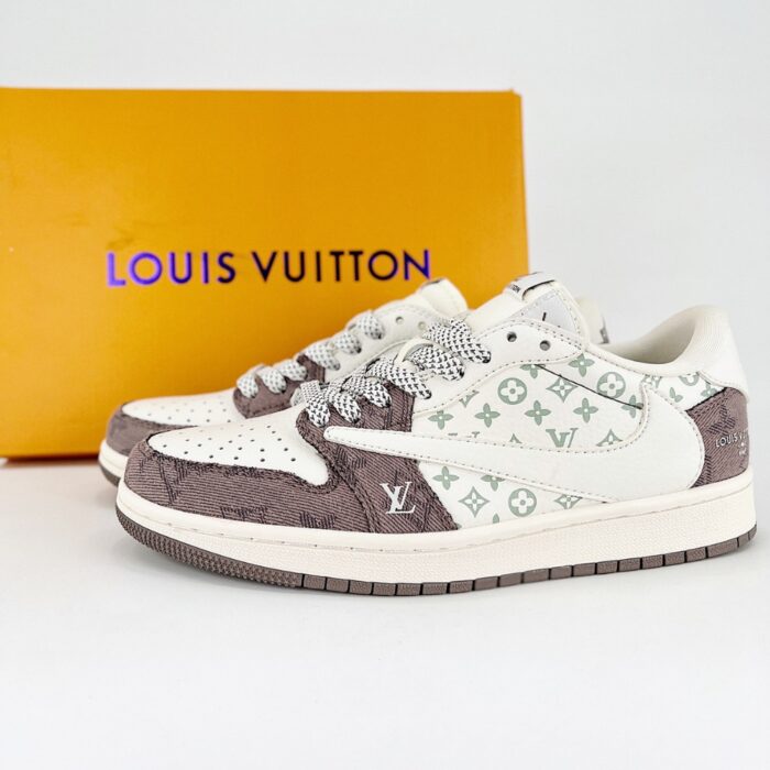 NIKE AIR JORDAN 1 LOW X TRAVIS SCOTT X LOUIS VUITTON WHITE GREY SJ2068 105 - Image 2