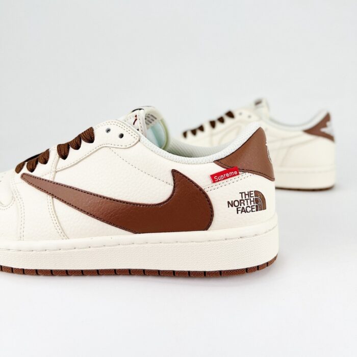 NIKE AIR JORDAN 1 LOW X TRAVIS SCOTT X SUPREME X THE NORTH FACE BROWN BEIGE - Image 5