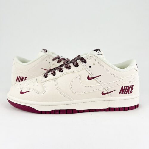 Nike Dunk Low Mini Swoosh Cream Burgundy - Image 3