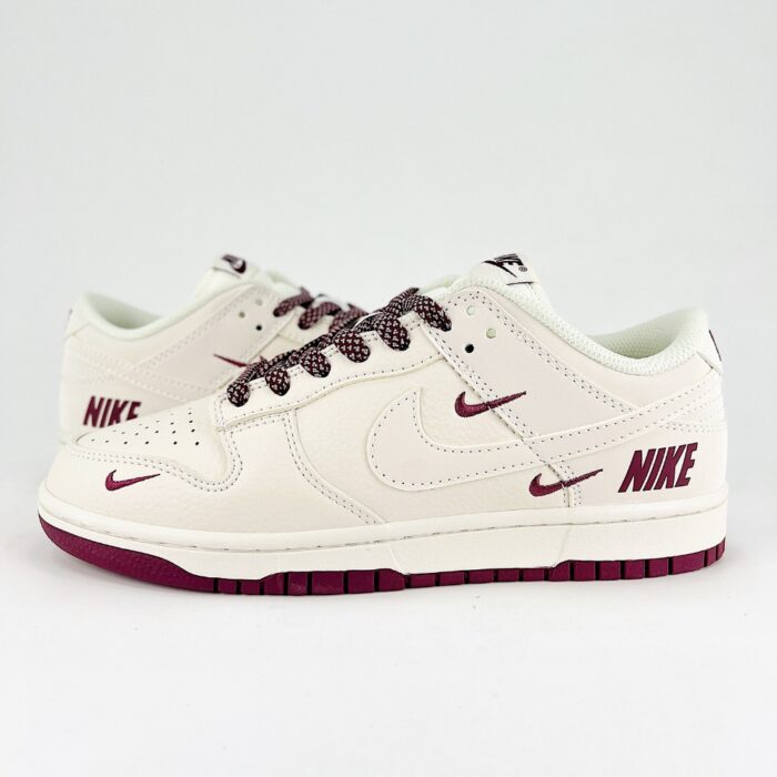 NIKE DUNK LOW MINI SWOOSH CREAM BURGUNDY - Image 3