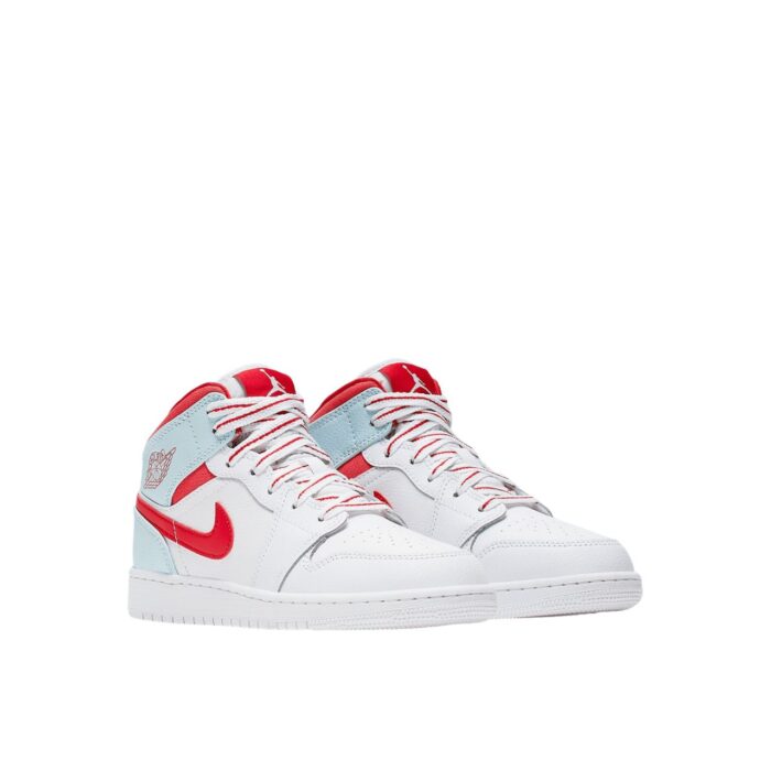 NIKE AIR JORDAN 1 MID WHITE TOPAZ MIST GS 555112 104