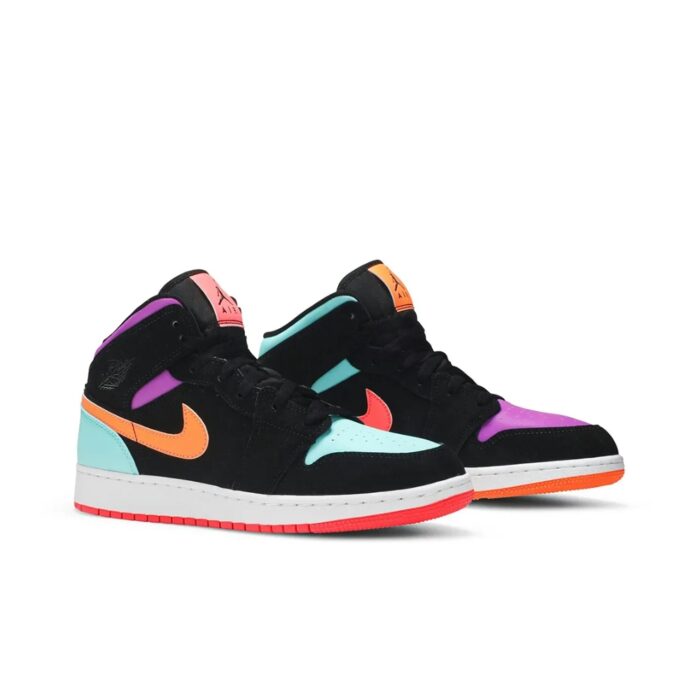 NIKE AIR JORDAN 1 MID GS BLACK MULTICOLOR 554725 083 - Image 4