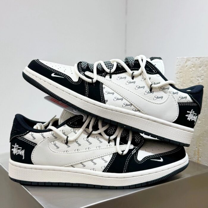 NIKE AIR JORDAN 1 LOW X TRAVIS SCOTT X STUSSY BLACK WHITE - Image 3