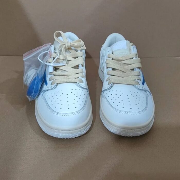 NIKE AIR JORDAN 1 LOW X TRAVIS SCOTT X FRAGMENT WHITE BLUE SAIL - Image 6